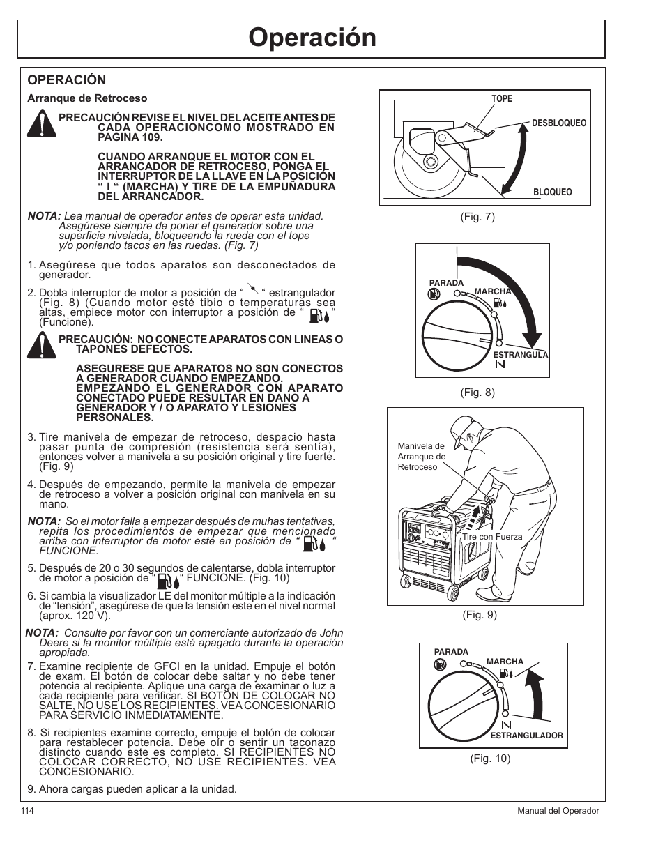 Operación | John Deere AC-G3200i User Manual | Page 114 / 132