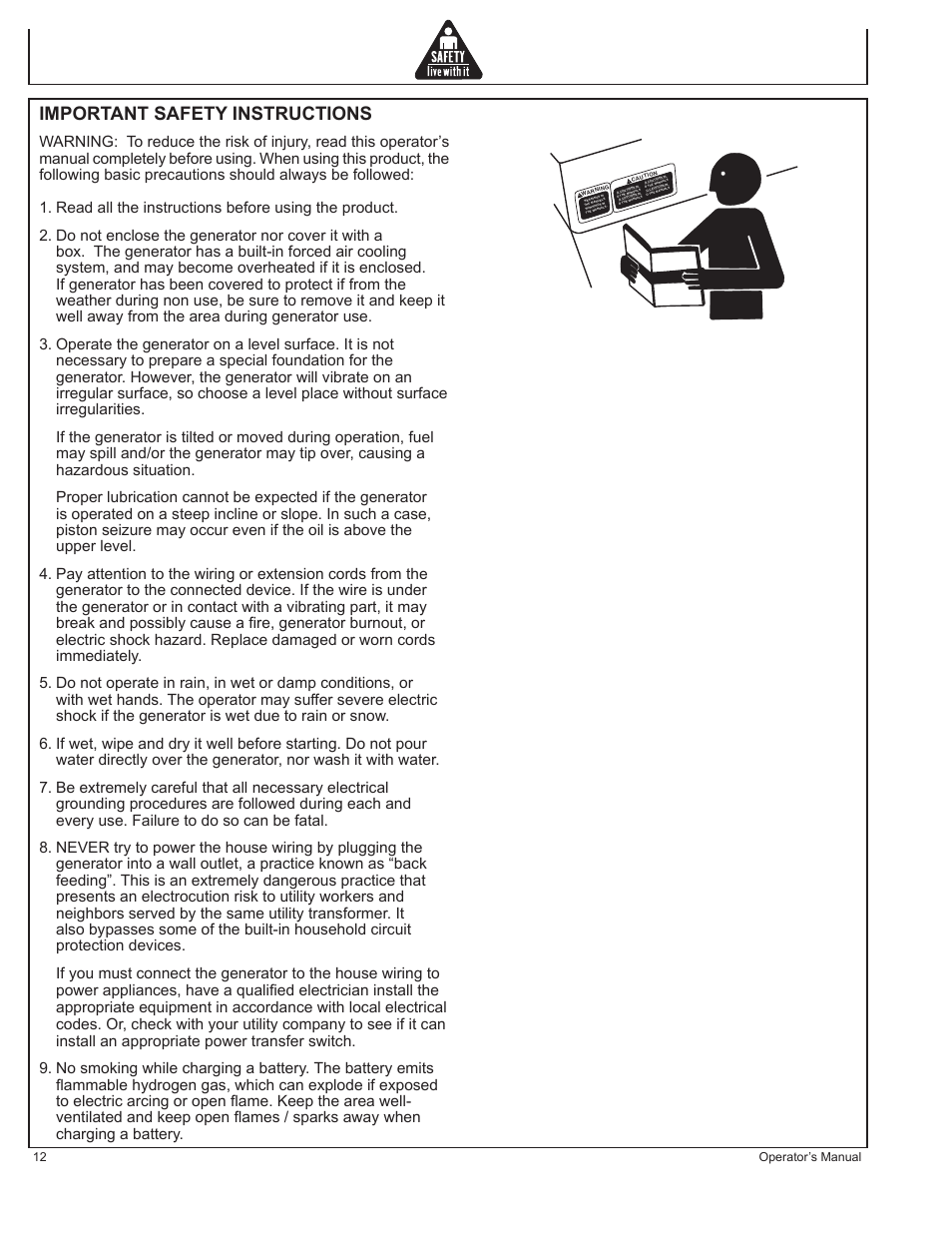 Important safety instructions | John Deere AC-G3200i User Manual | Page 12 / 132