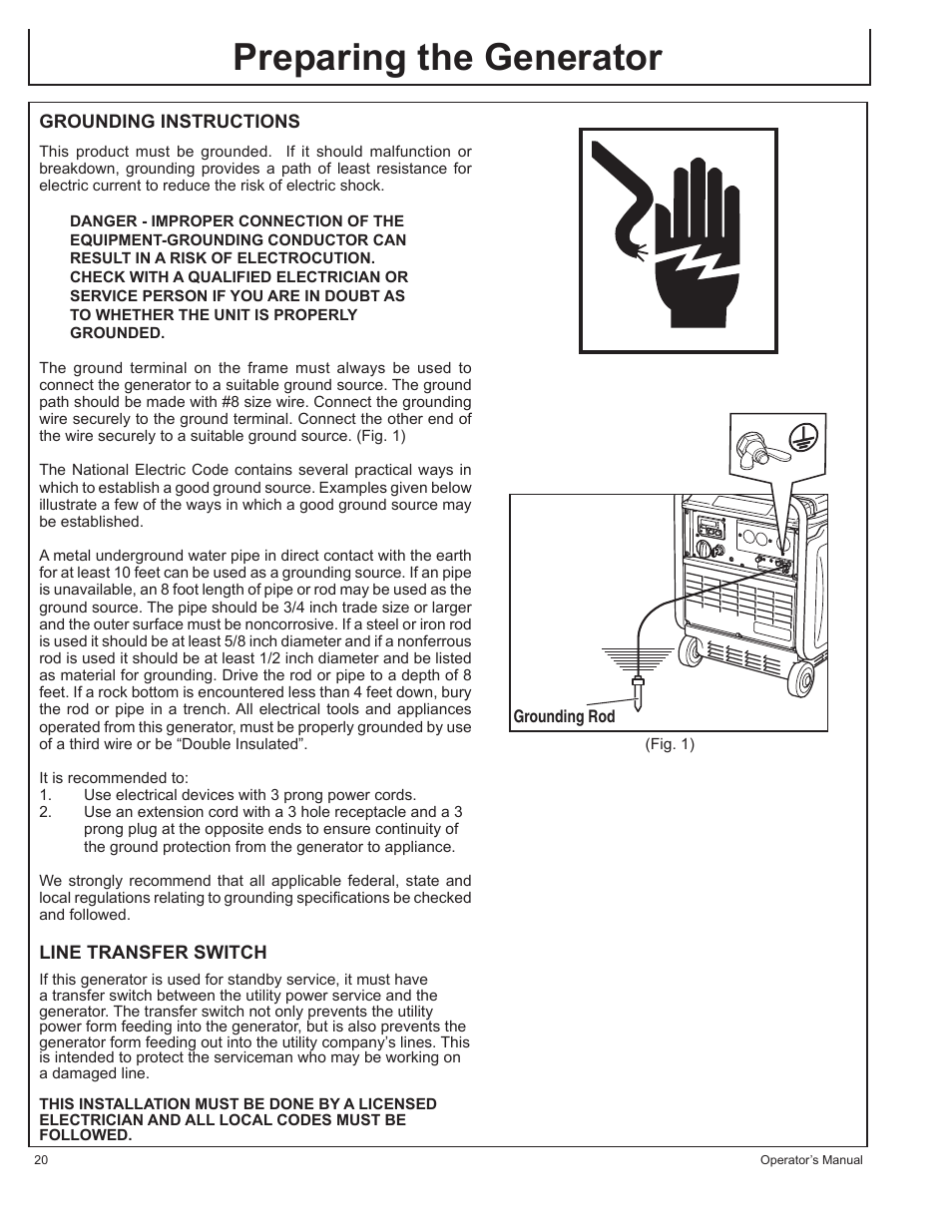 Preparing the generator | John Deere AC-G3200i User Manual | Page 20 / 132