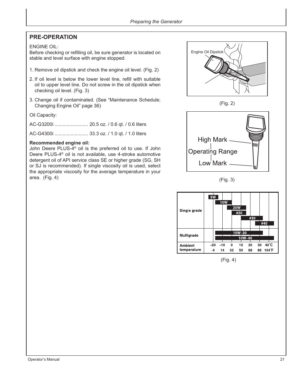 Pre-operation | John Deere AC-G3200i User Manual | Page 21 / 132