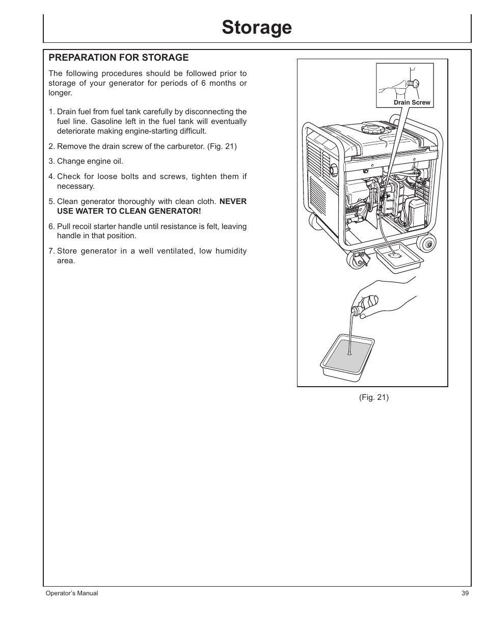 Storage | John Deere AC-G3200i User Manual | Page 39 / 132