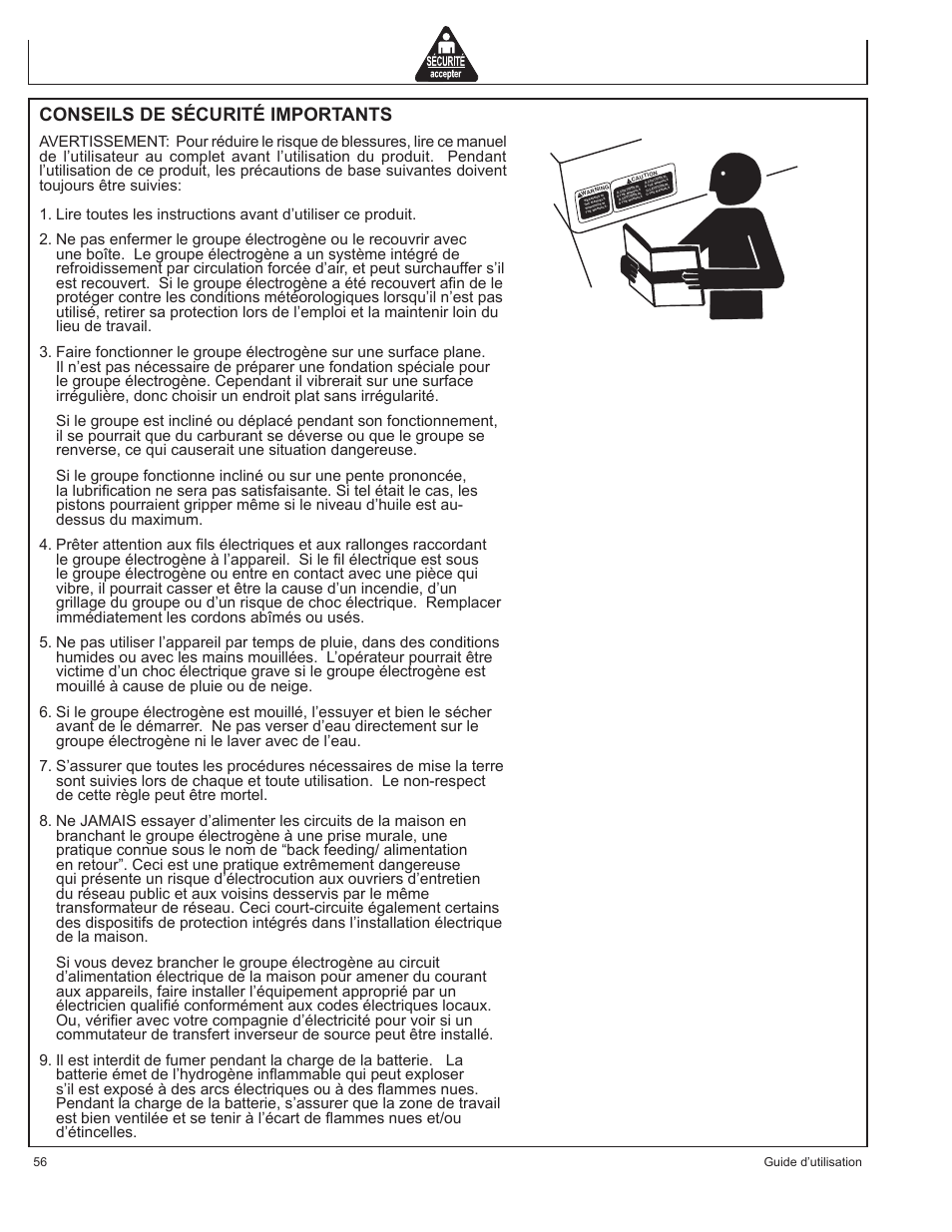 Conseils de sécurité importants | John Deere AC-G3200i User Manual | Page 56 / 132