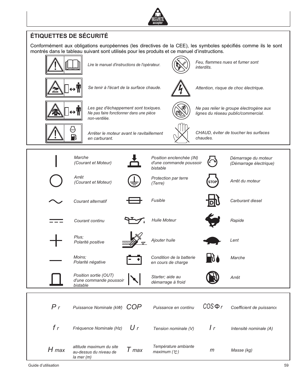 Étiquettes de sécurité | John Deere AC-G3200i User Manual | Page 59 / 132