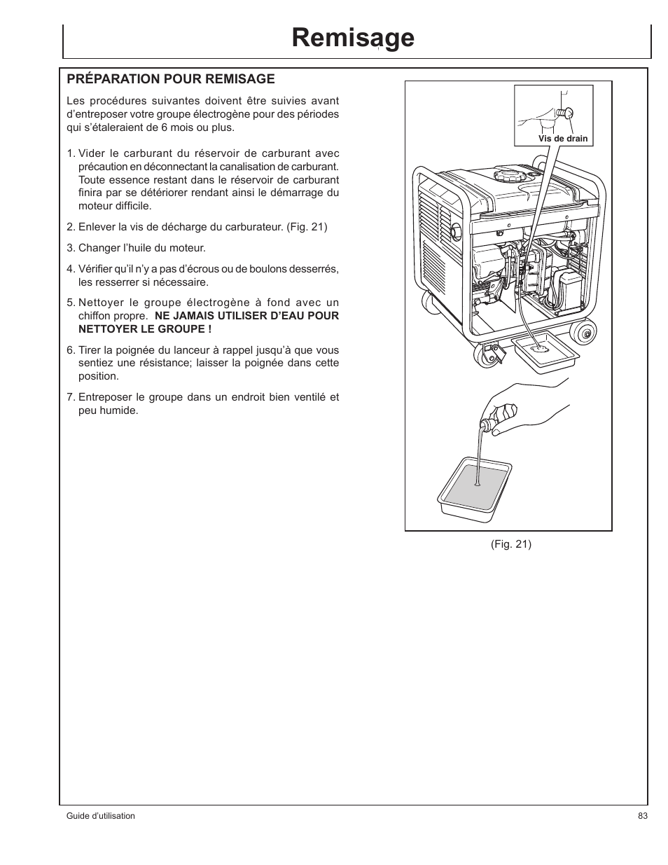 Remisage | John Deere AC-G3200i User Manual | Page 83 / 132