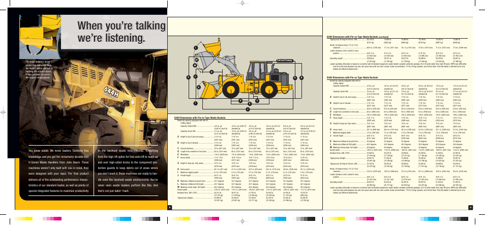 When you’re talking trash, we’re listening | John Deere HLOADERS 624H WH User Manual | Page 2 / 10