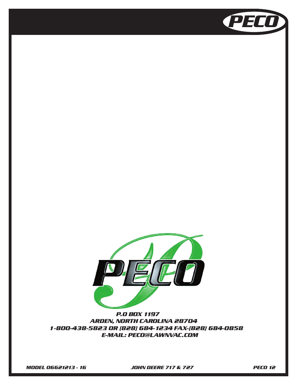 Peco | John Deere 727 Z-TRAK User Manual | Page 12 / 12