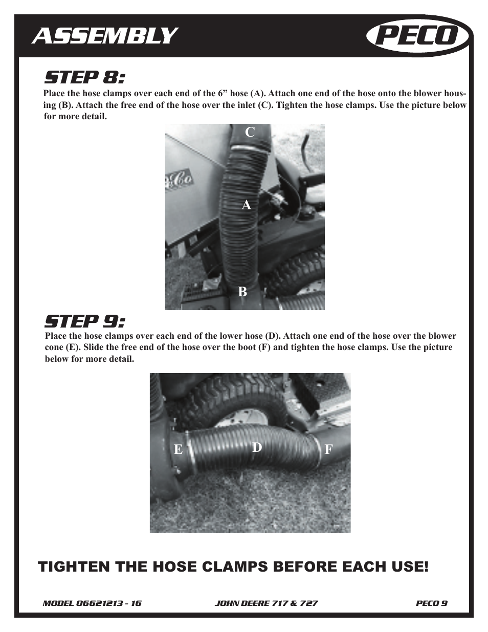 Peco, Assembly, Step 8: step 9 | John Deere 727 Z-TRAK User Manual | Page 9 / 12