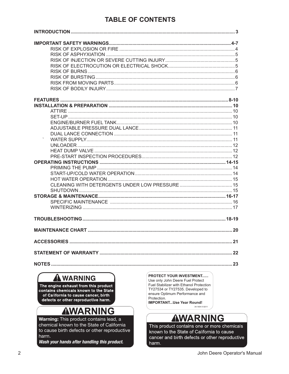 John Deere WASHERS AC-3500GHH User Manual | Page 2 / 78