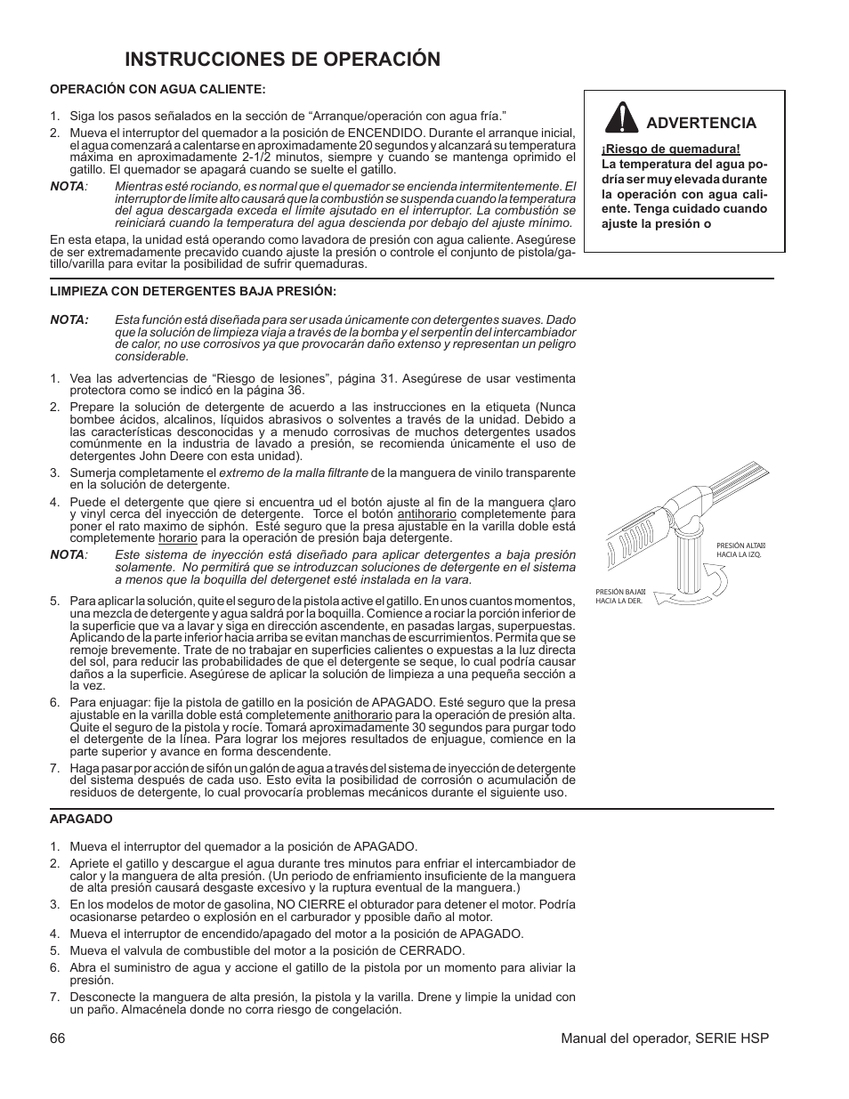 Instrucciones de operación | John Deere WASHERS AC-3500GHH User Manual | Page 66 / 78