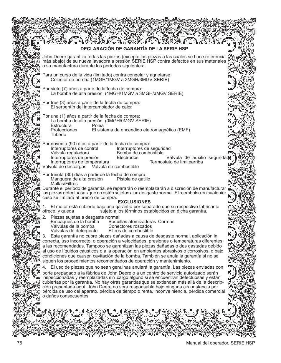 John Deere WASHERS AC-3500GHH User Manual | Page 76 / 78