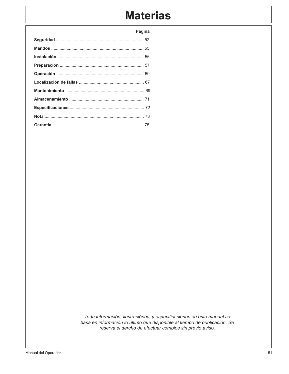 Materias | John Deere HR-BG5202-NG User Manual | Page 51 / 76