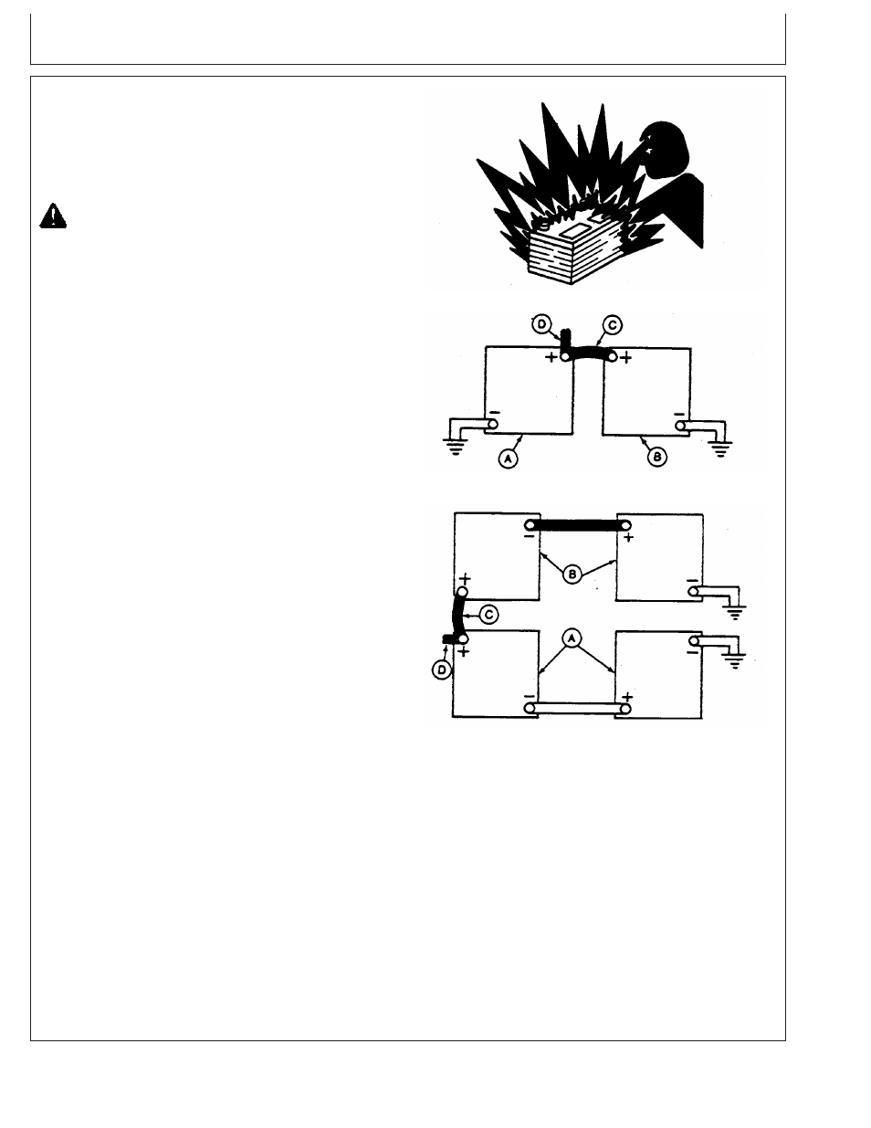 Using a booster battery or charger | John Deere CD4039DF008 User Manual | Page 40 / 86