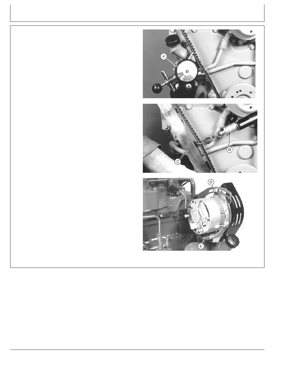 Checking belt (300-series engines) | John Deere CD4039DF008 User Manual | Page 50 / 86