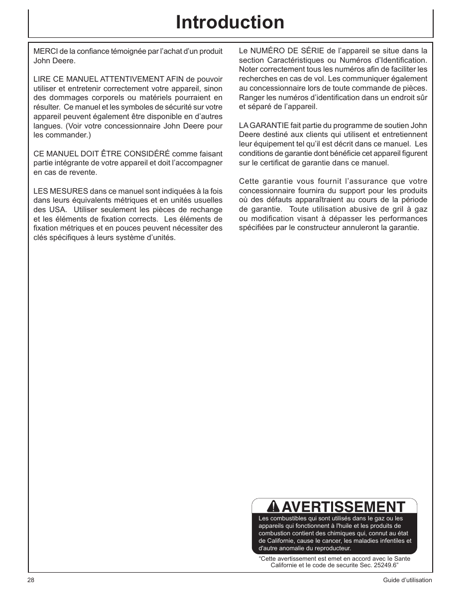Introduction | John Deere HR-BG5002 User Manual | Page 28 / 80