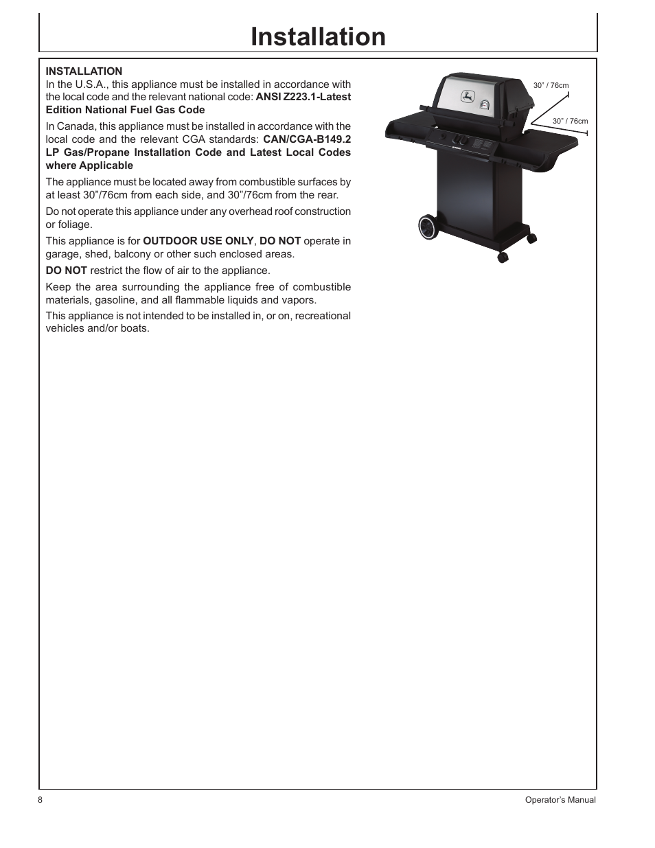 Installation | John Deere HR-BG5002 User Manual | Page 8 / 80