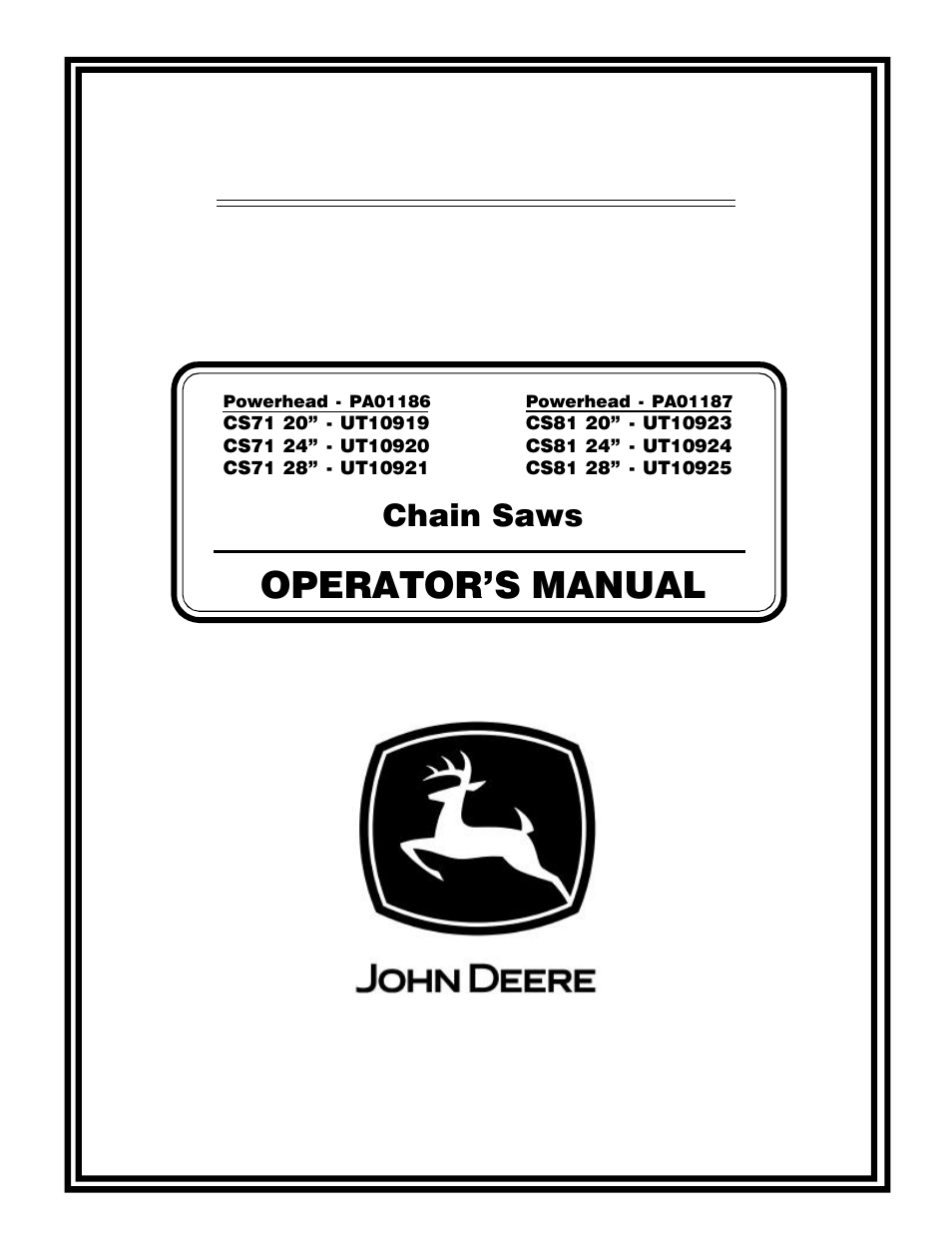 John Deere PA01186 CS71 User Manual | 92 pages