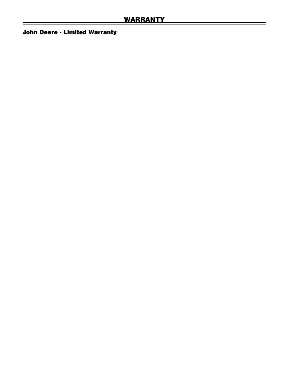 Warranty, John deere - limited warranty | John Deere PA01186 CS71 User Manual | Page 28 / 92