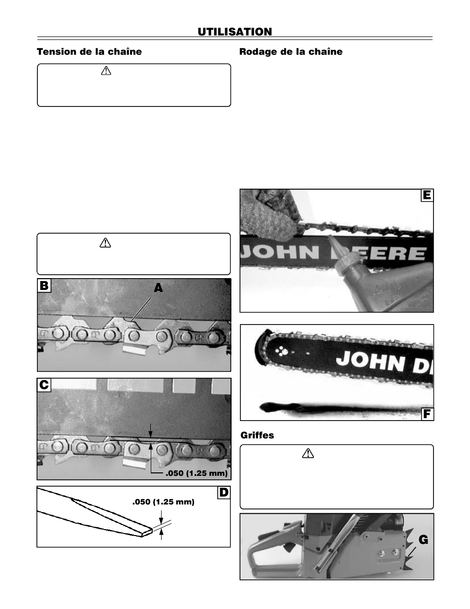 Cb f e a, Utilisation | John Deere PA01186 CS71 User Manual | Page 40 / 92