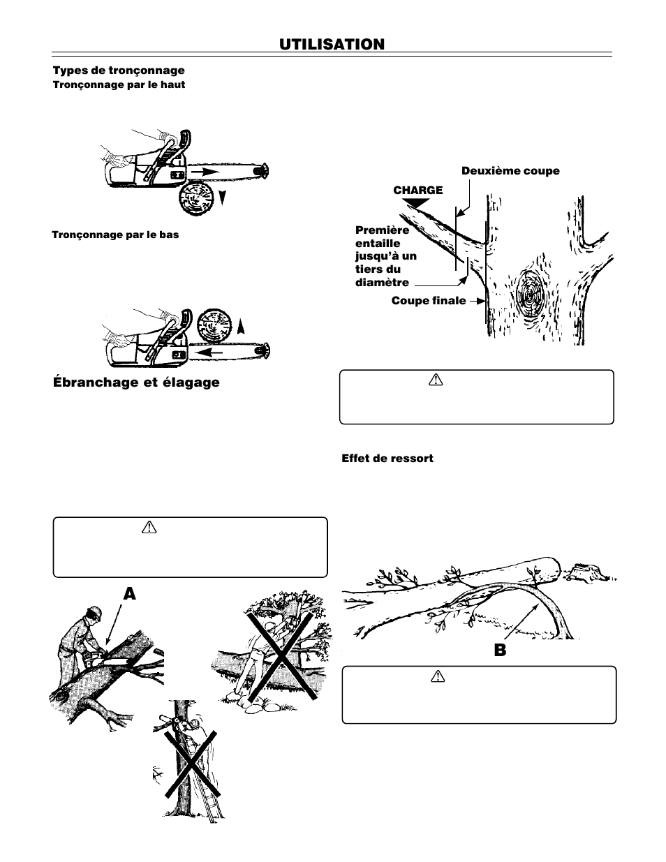 Utilisation, Ébranchage et élagage | John Deere PA01186 CS71 User Manual | Page 47 / 92