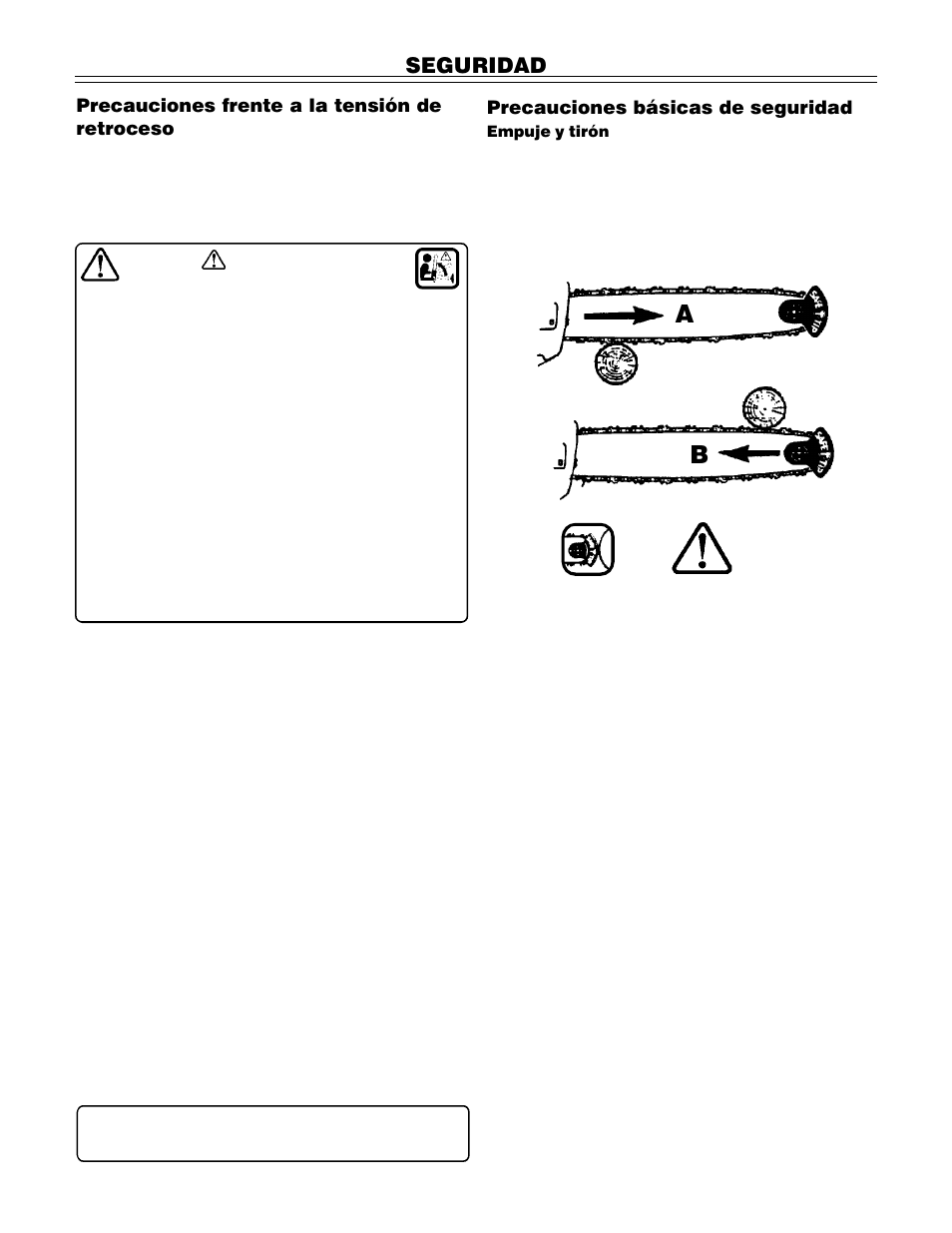 Seguridad, Precauciones frente a la tensión de retroceso, Precauciones básicas de seguridad | John Deere PA01186 CS71 User Manual | Page 65 / 92