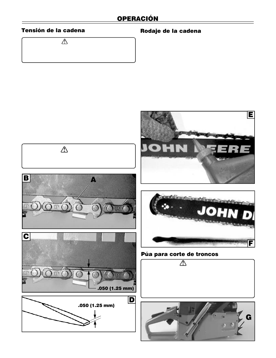 Cb f e a, Operación | John Deere PA01186 CS71 User Manual | Page 70 / 92