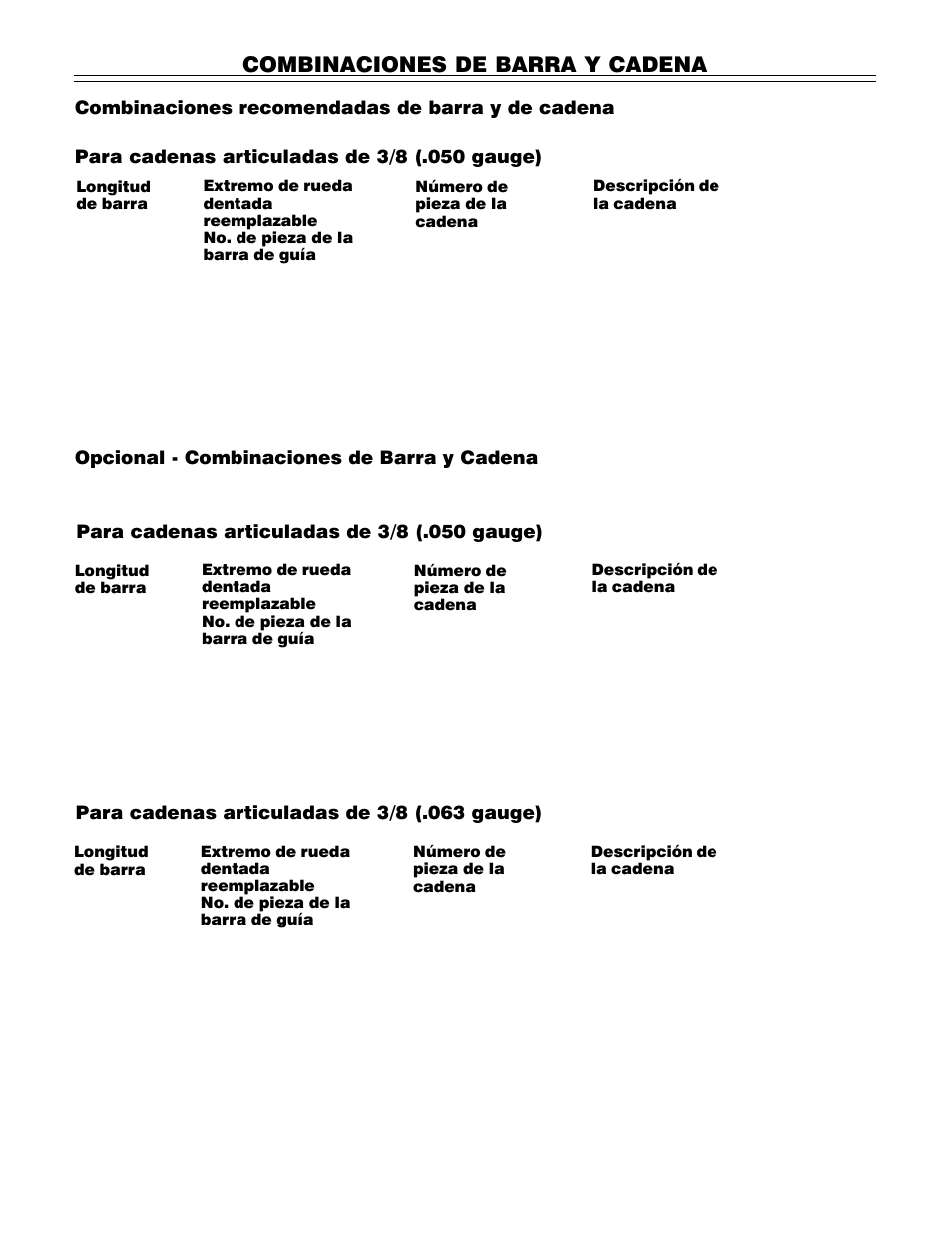 Combinaciones de barra y cadena | John Deere PA01186 CS71 User Manual | Page 84 / 92