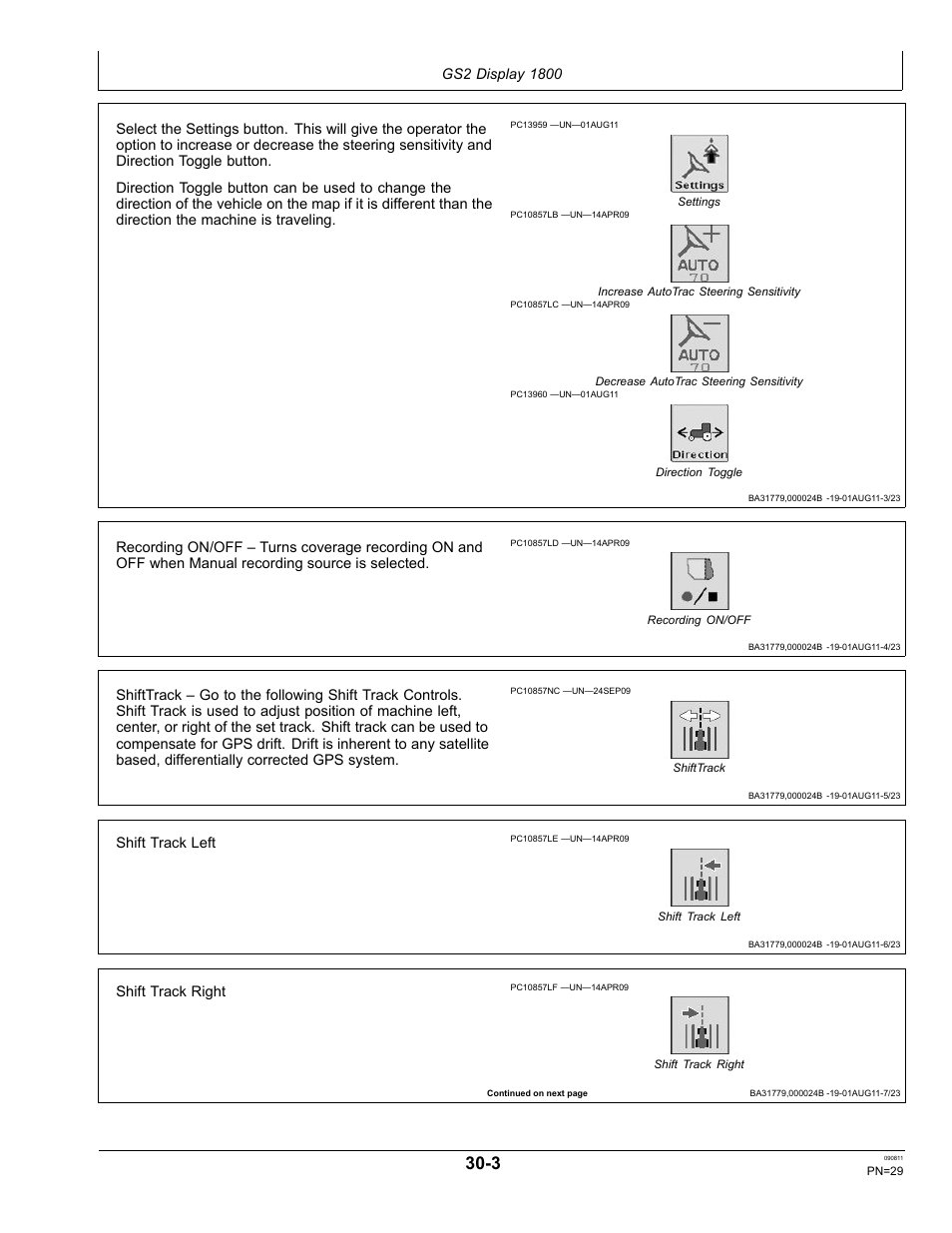 Shift track left, Shift track right | John Deere AUTOTRAC OMPFP11320 User Manual | Page 29 / 72