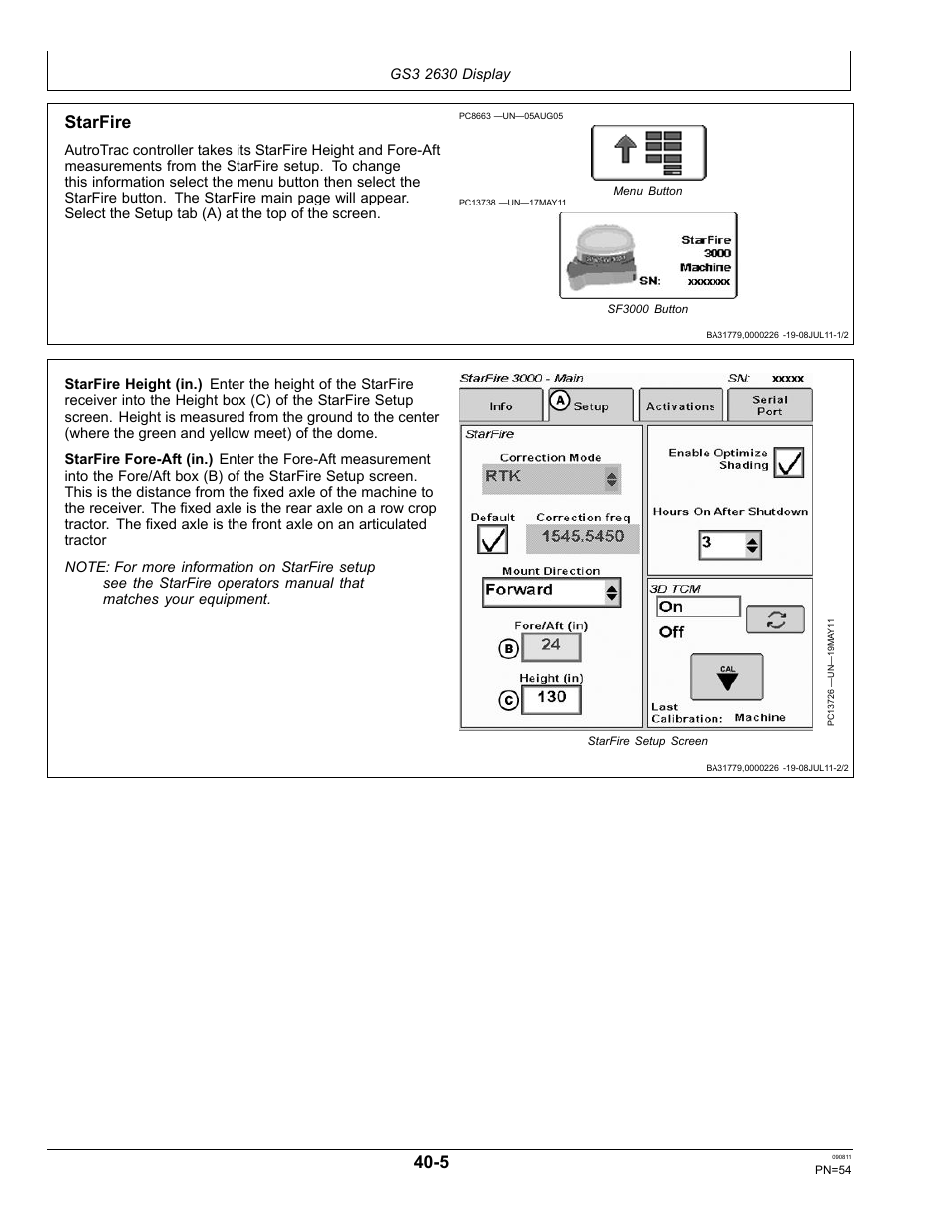 Starfire | John Deere AUTOTRAC OMPFP11320 User Manual | Page 54 / 72