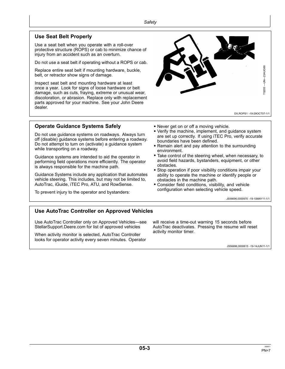 Operate guidance systems safely, Use autotrac controller on approved vehicles | John Deere AUTOTRAC OMPFP11320 User Manual | Page 7 / 72
