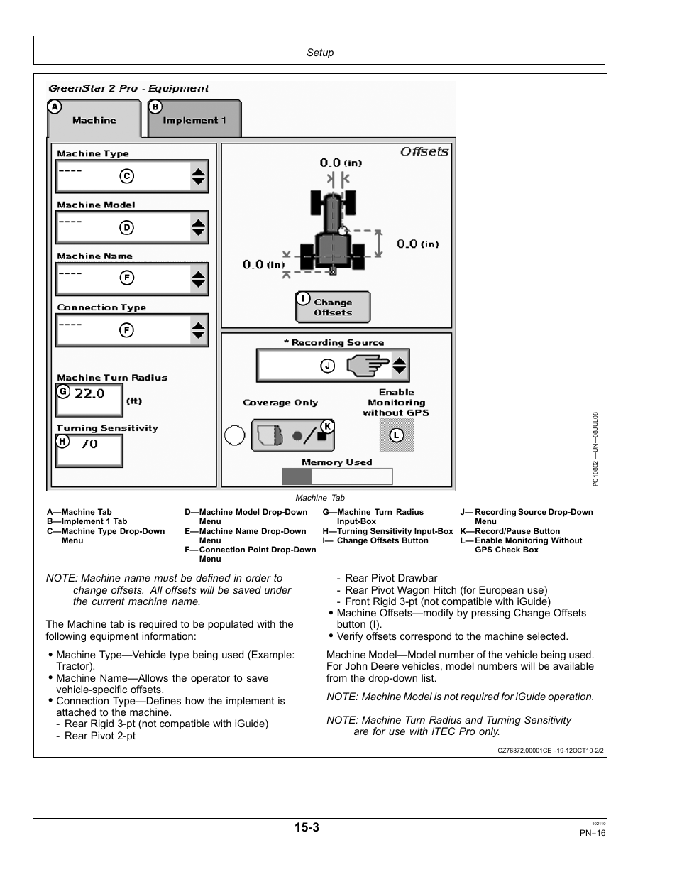 Machine offsets | John Deere OMPFP10808 User Manual | Page 16 / 52