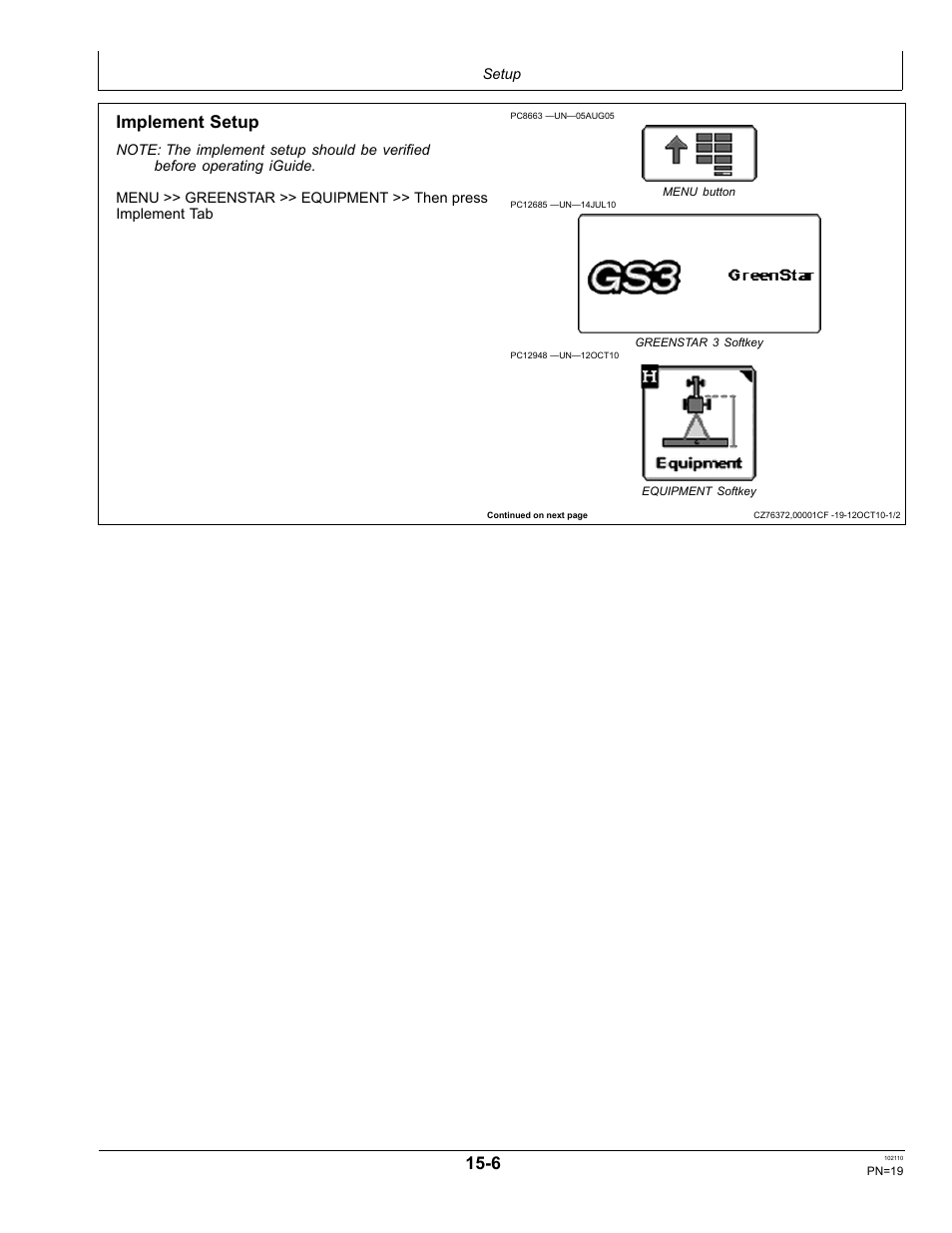 Implement setup | John Deere OMPFP10808 User Manual | Page 19 / 52