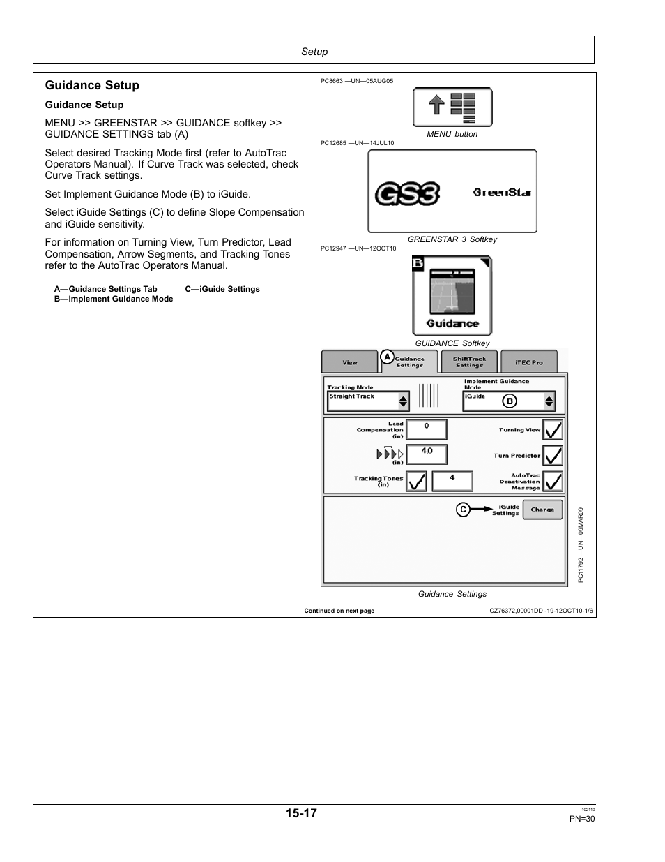 Guidance setup | John Deere OMPFP10808 User Manual | Page 30 / 52