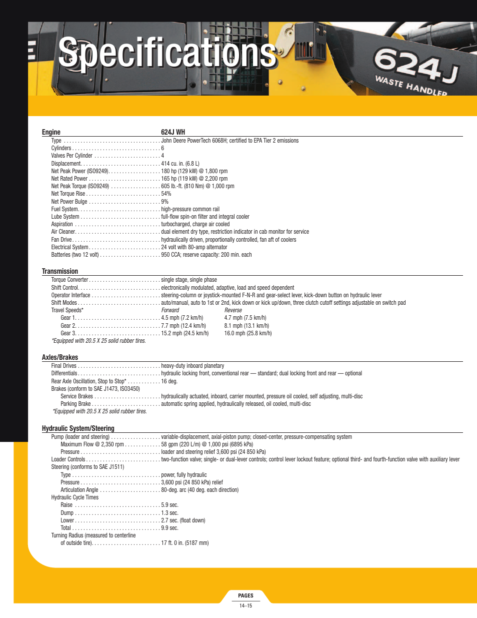 Specifications | John Deere 624J WH User Manual | Page 3 / 5