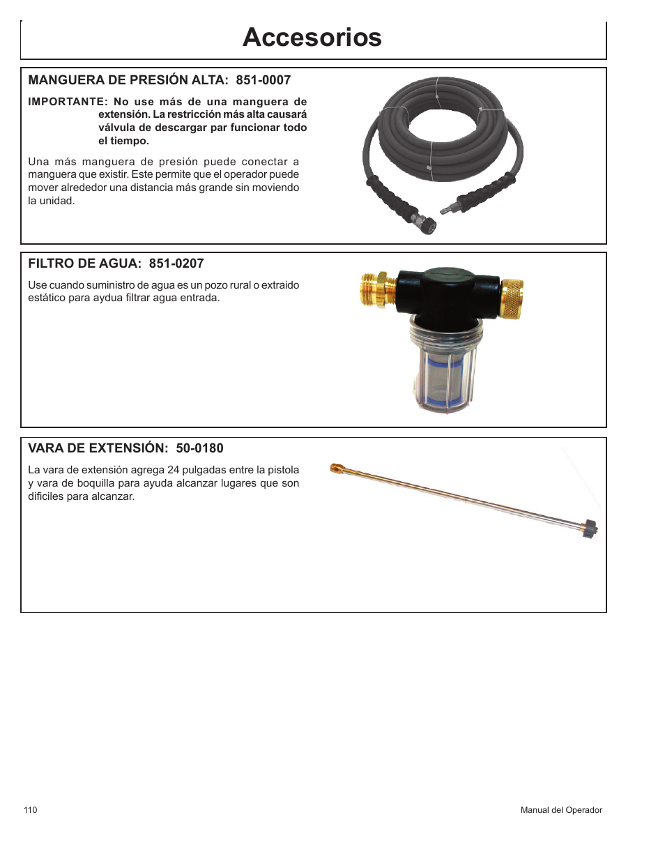 Accesorios | John Deere HR1250E1 User Manual | Page 110 / 116