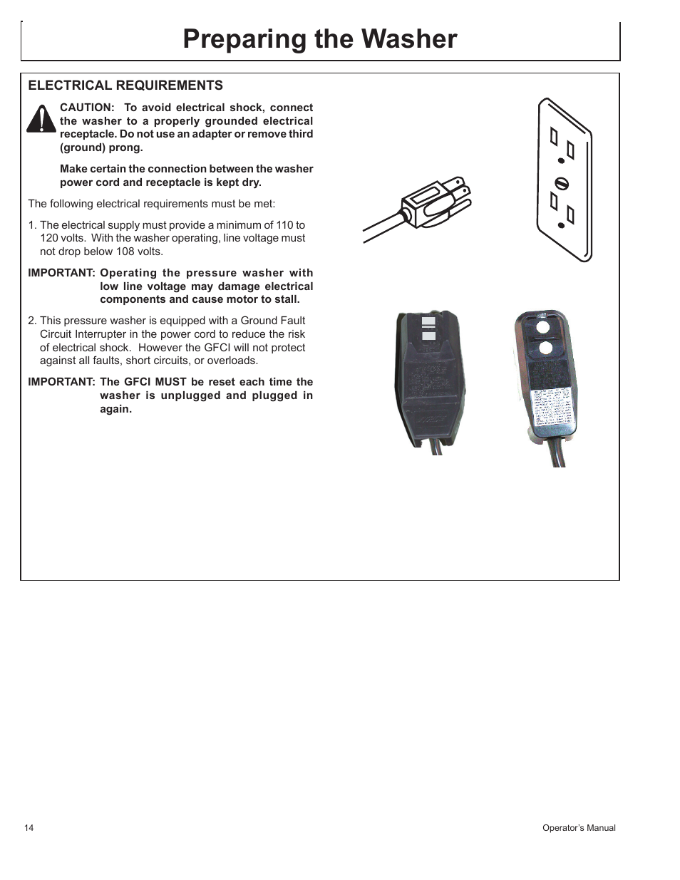 Preparing the washer | John Deere HR1250E1 User Manual | Page 14 / 116
