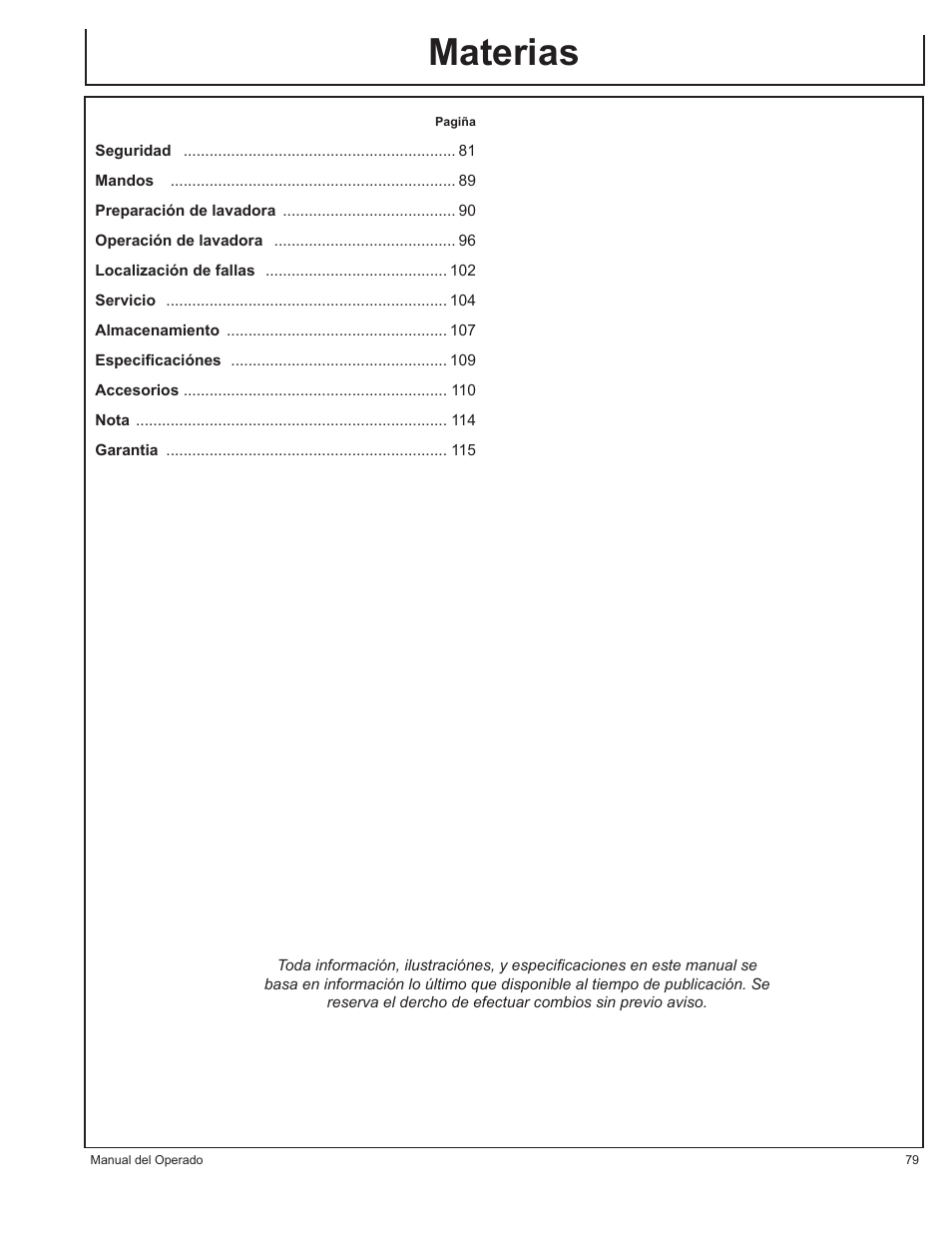 Materias | John Deere HR1250E1 User Manual | Page 79 / 116