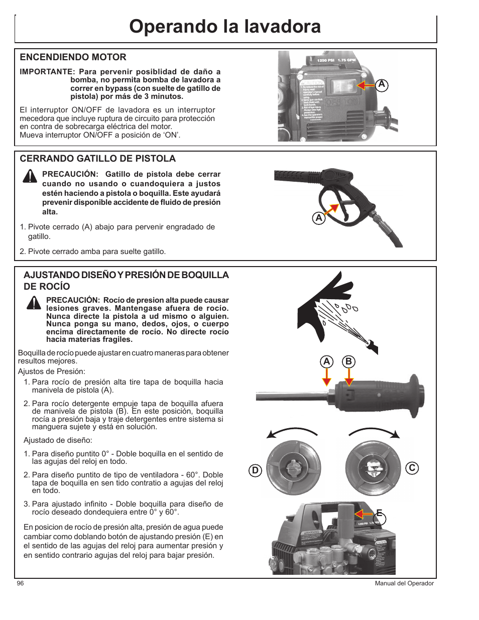 Operando la lavadora | John Deere HR1250E1 User Manual | Page 96 / 116