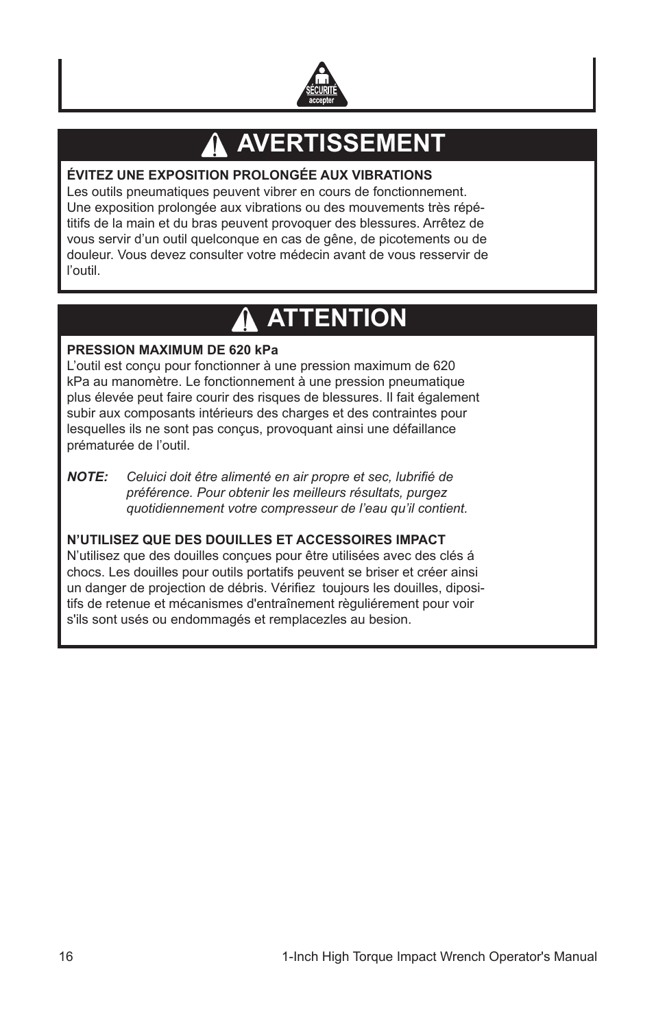 Avertissement attention | John Deere AT-3107-J User Manual | Page 16 / 32
