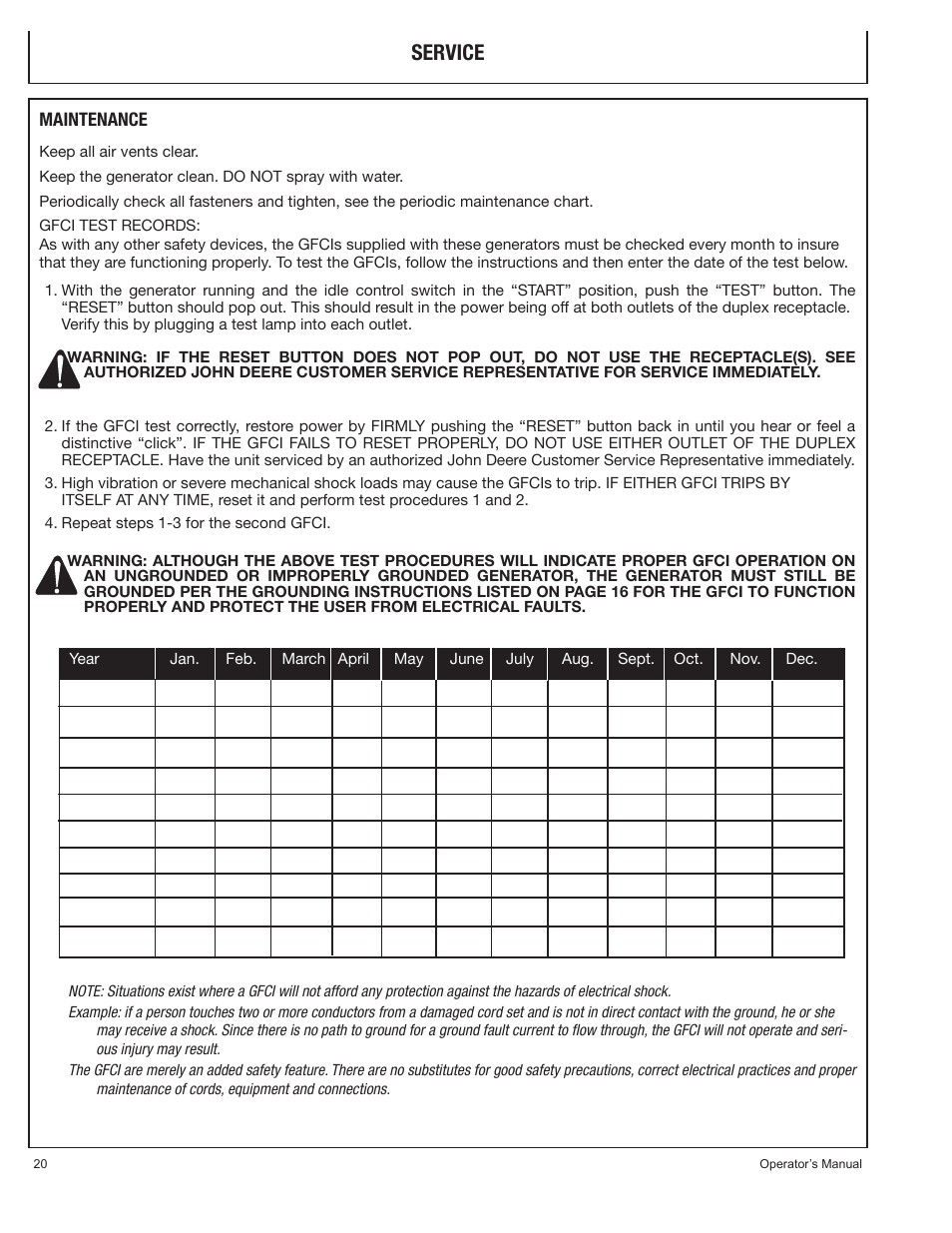 Service | John Deere PR-G7500M User Manual | Page 20 / 92