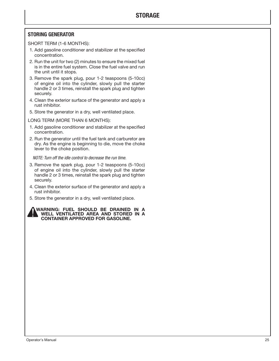 Storage | John Deere PR-G7500M User Manual | Page 25 / 92
