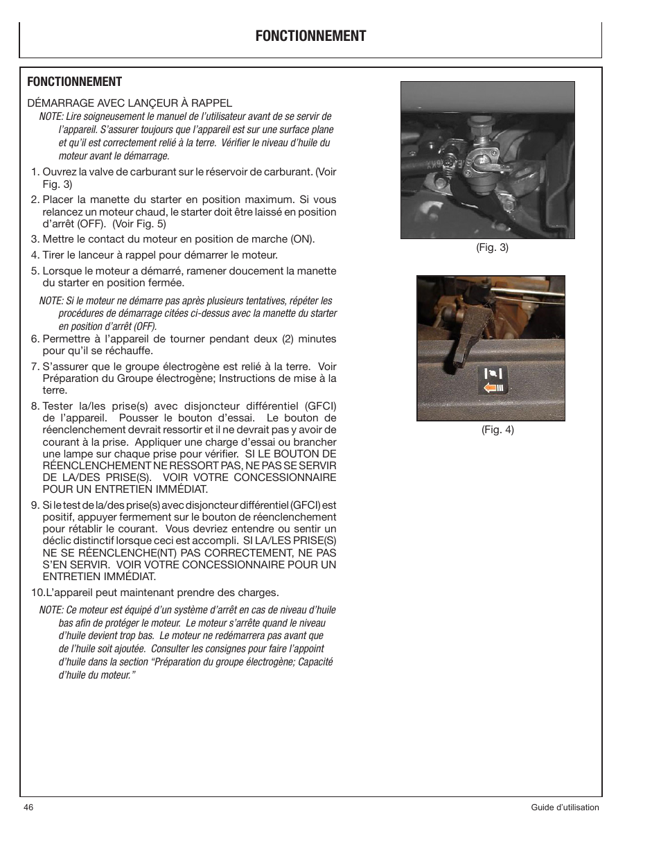 Fonctionnement | John Deere PR-G7500M User Manual | Page 46 / 92