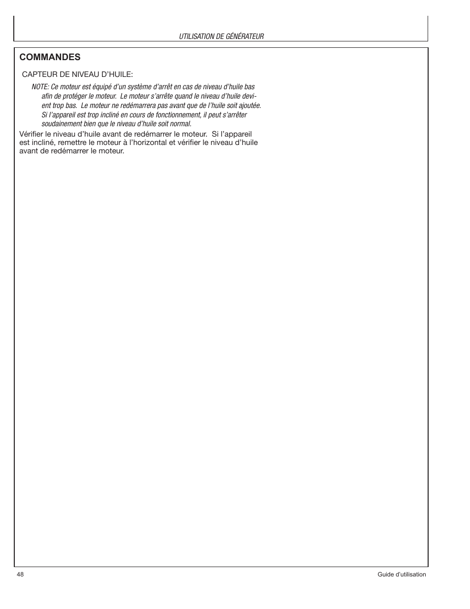 Commandes | John Deere PR-G7500M User Manual | Page 48 / 92