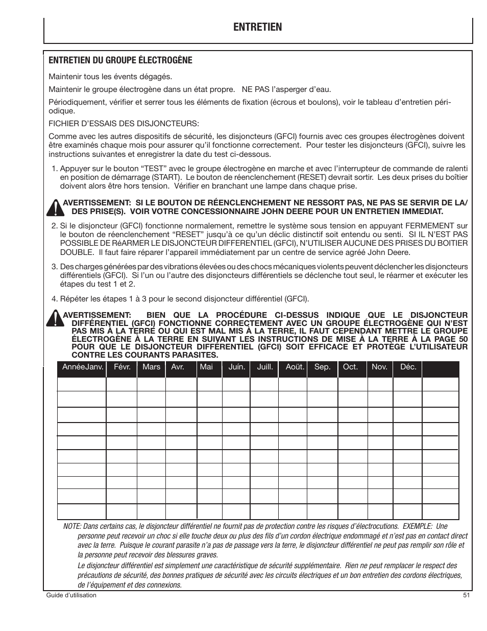 Entretien | John Deere PR-G7500M User Manual | Page 51 / 92