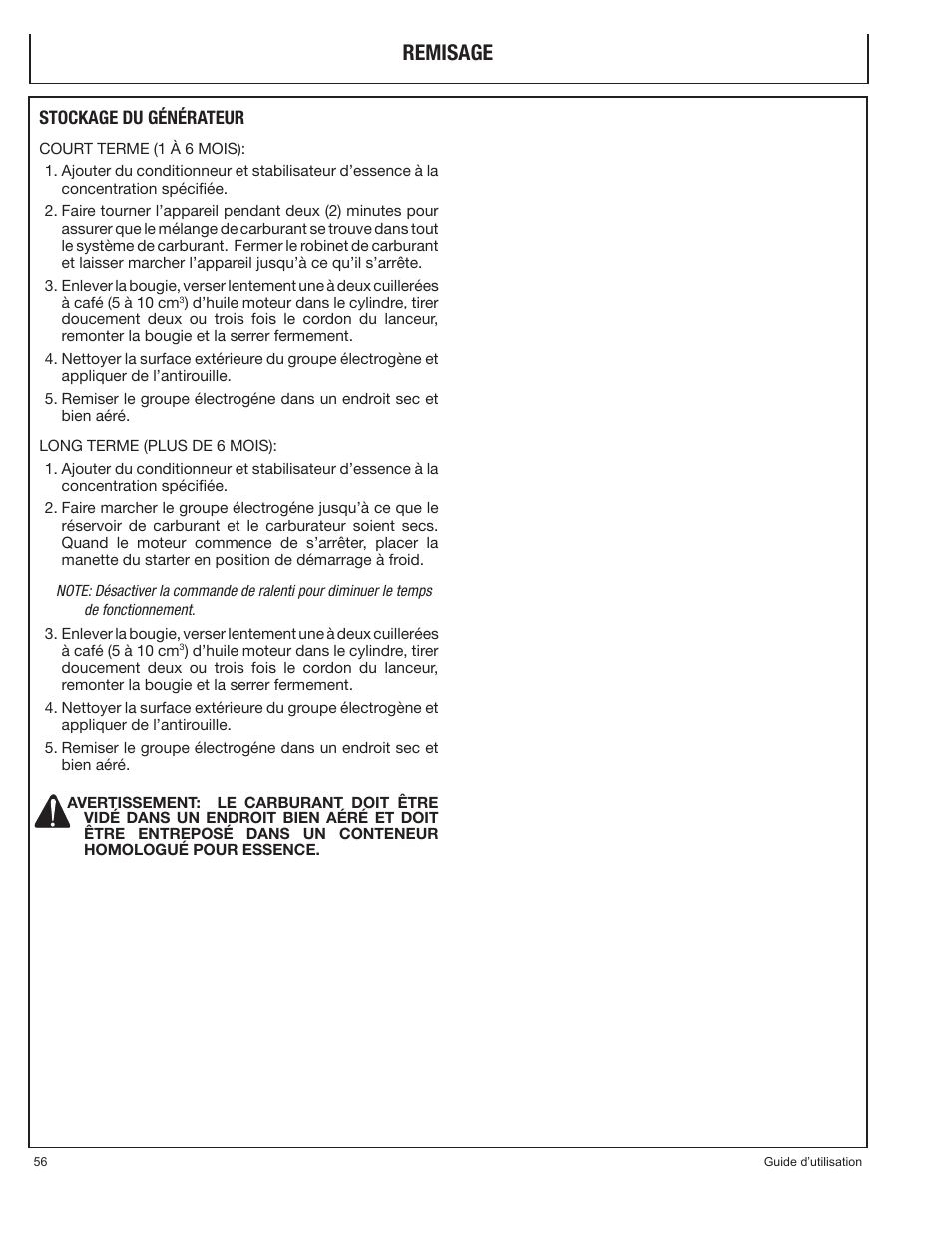 Remisage | John Deere PR-G7500M User Manual | Page 56 / 92