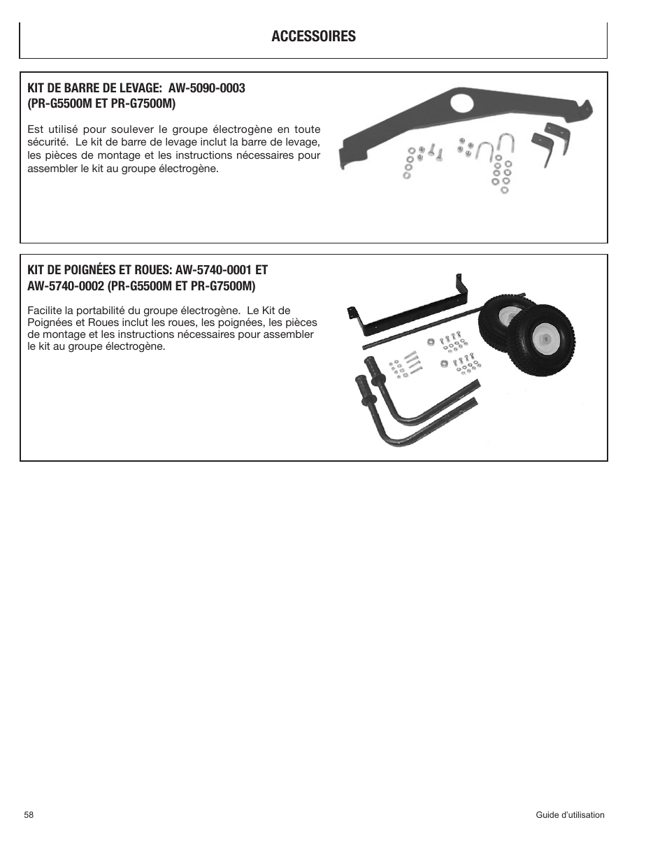 Accessoires | John Deere PR-G7500M User Manual | Page 58 / 92