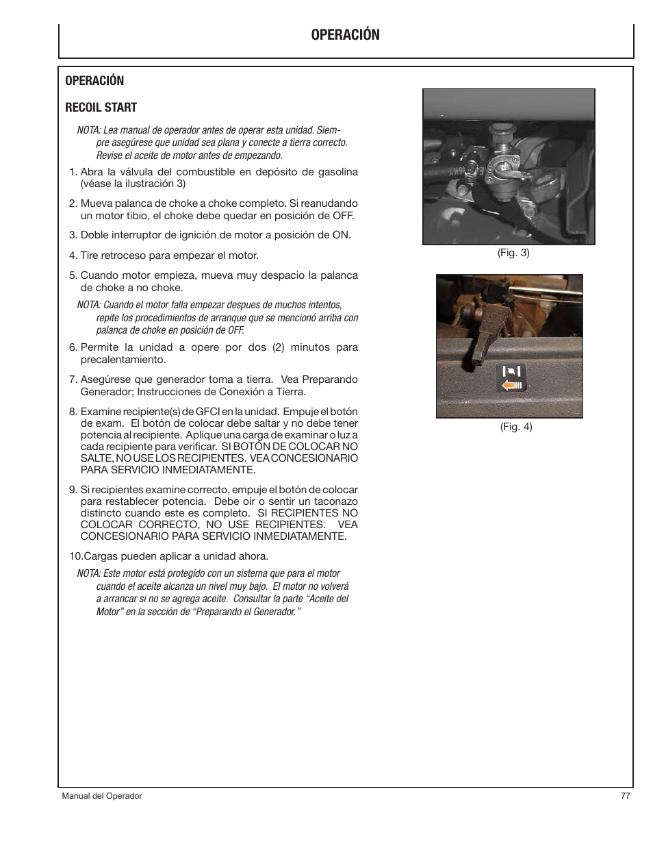 Operación | John Deere PR-G7500M User Manual | Page 77 / 92