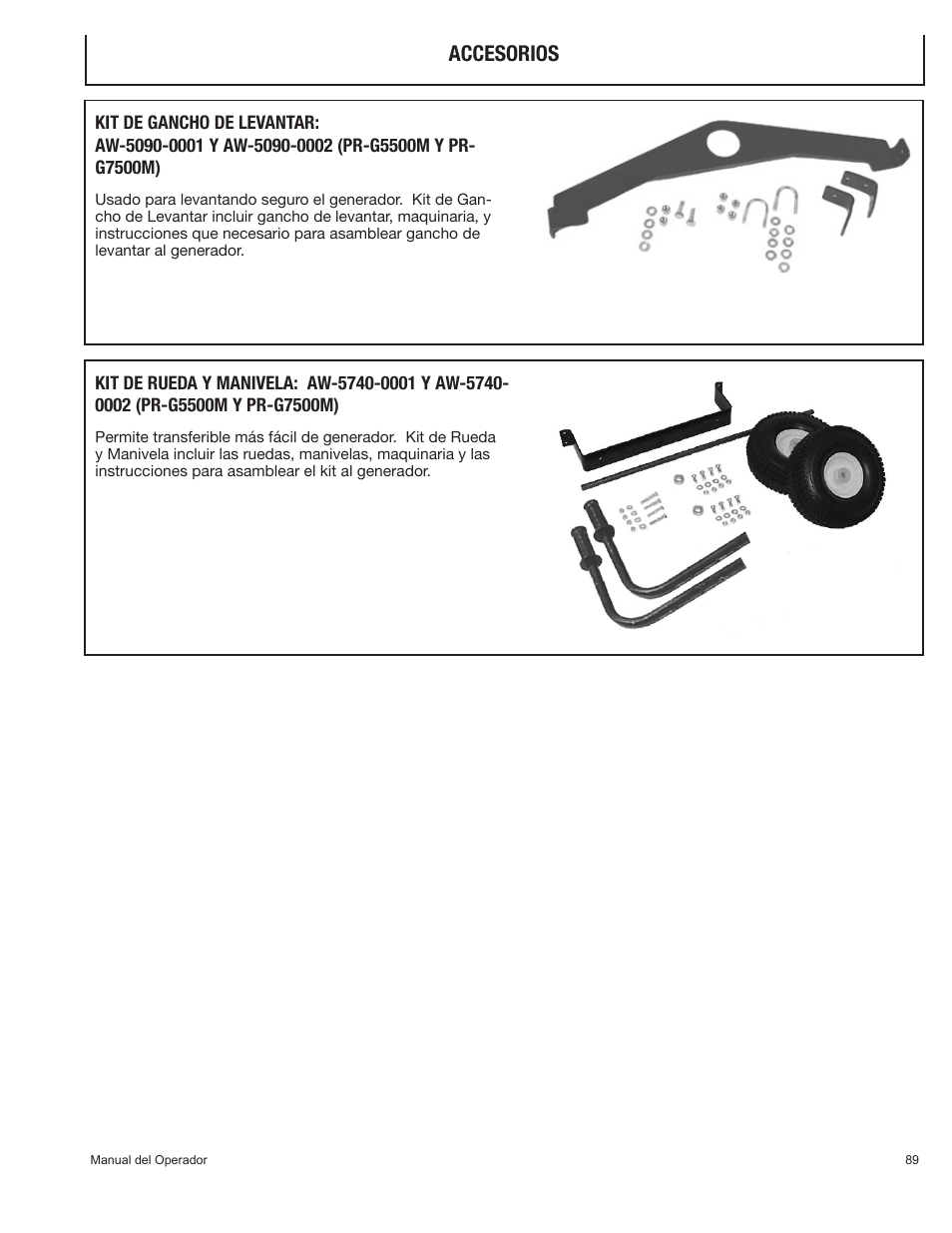 Accesorios | John Deere PR-G7500M User Manual | Page 89 / 92