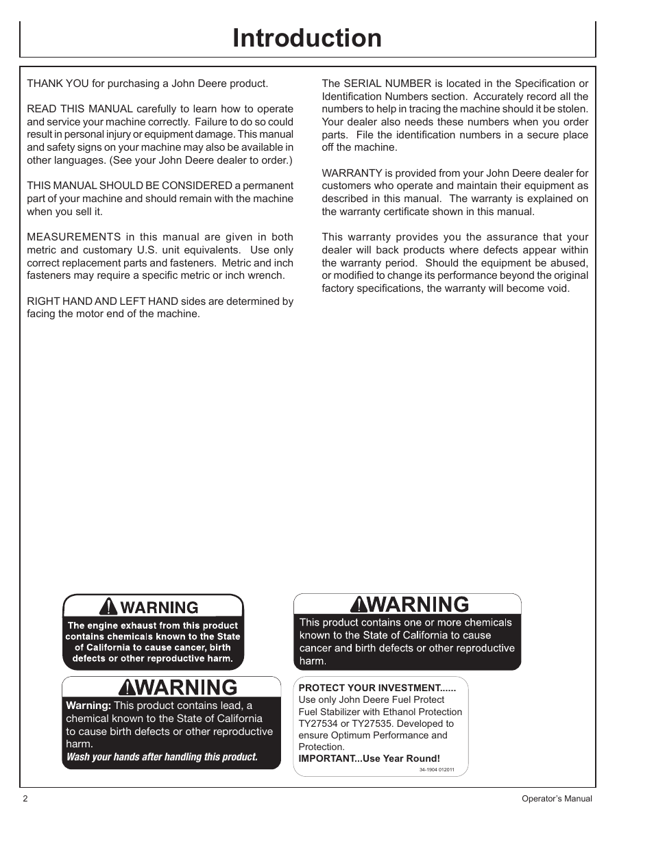Introduction | John Deere AC-G4010S User Manual | Page 2 / 98