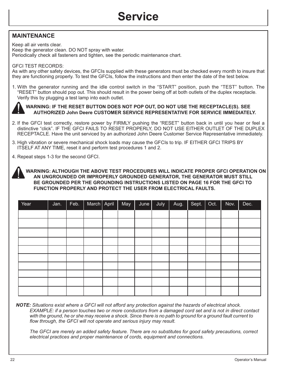 Service | John Deere AC-G4010S User Manual | Page 22 / 98