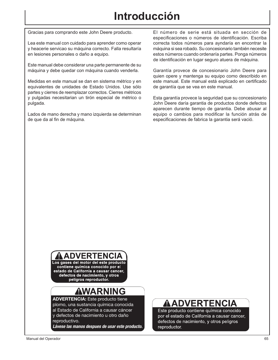 Introducción | John Deere AC-G4010S User Manual | Page 65 / 98